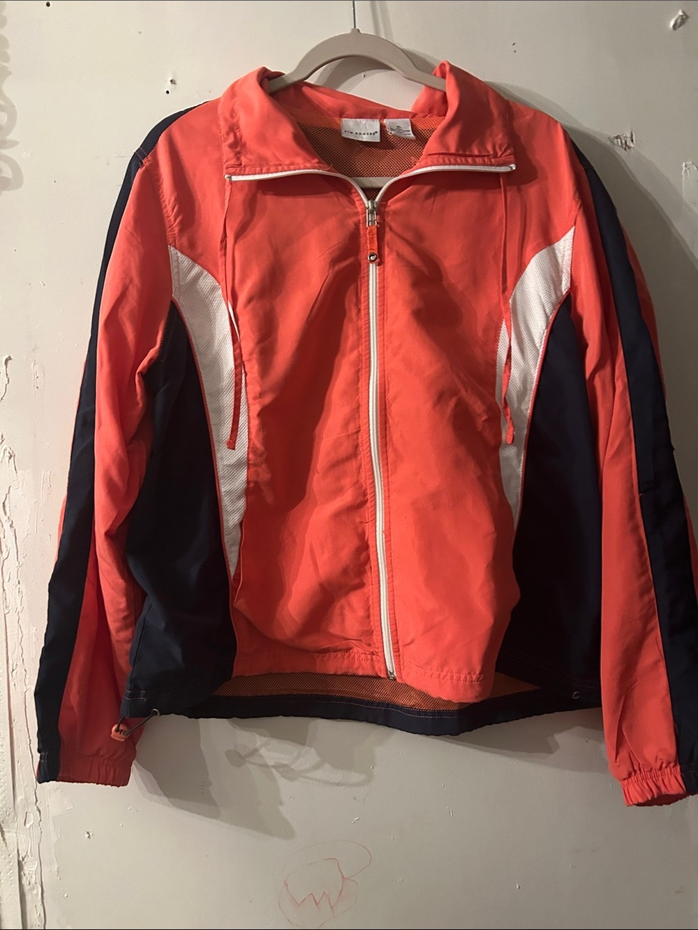 Kim Rogers Coral and Navy Colorblock Zip-Up Jacket